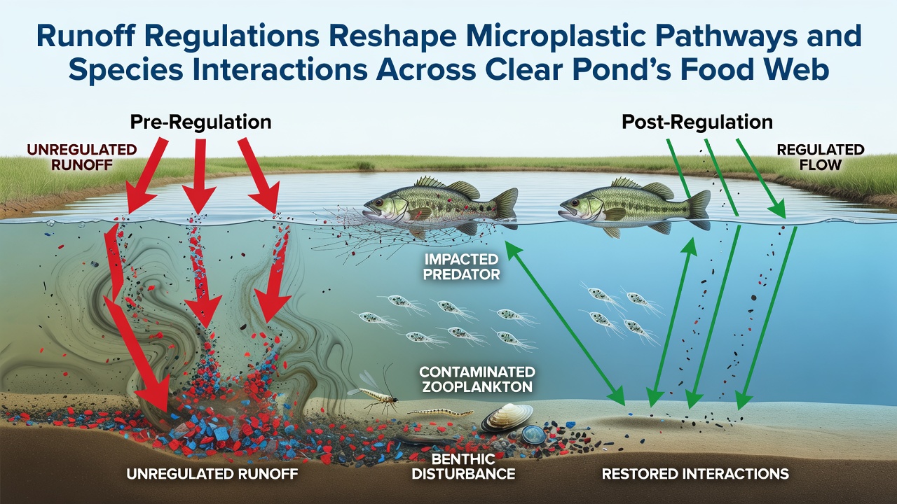 Runoff Regulations Reshape Microplastic Pathways and Species Interactions Across Clear Pond's Food Web